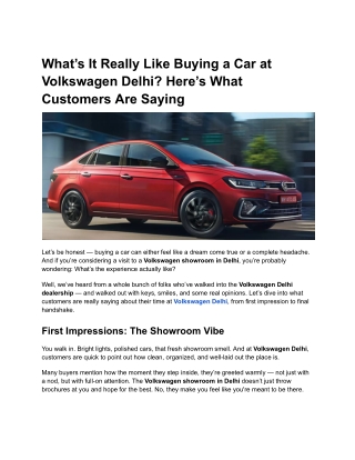 What’s It Really Like Buying a Car at Volkswagen Delhi