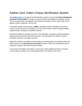 Aadhar Card_ India's Unique Identification System