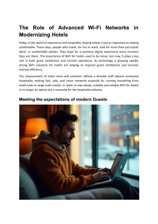 The Role of Advanced Wi-Fi Networks in Modernizing Hotels Spectra
