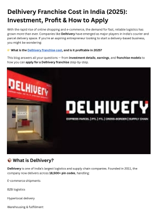 Delhivery Franchise Cost