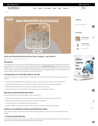 Stylish and Durable Bar Mounted Glass Rack in Zirakpur  Jag Hardware