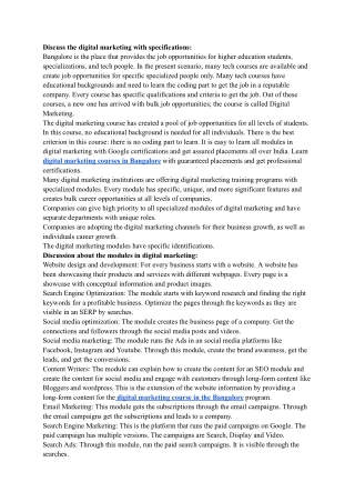 Discuss about the digital marketing with specifications _