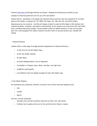 Premium Tool Carts and Storage Solutions by Uratech – Designed for Performance