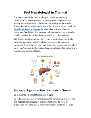 Best Hepatologist in Chennai