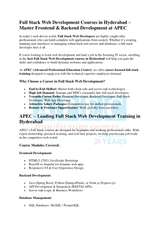 Full Stack Web Development Courses in Hyderabad