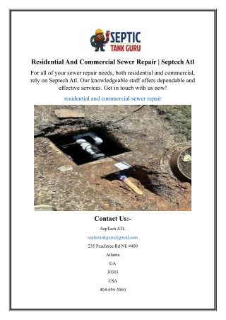 Residential And Commercial Sewer Repair | Septech Atl