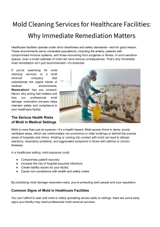 Mold Cleaning Services for Healthcare Facilities_ Why Immediate Remediation Matters