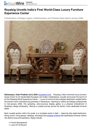Royalzig Unveils India’s First World-Class Luxury Furniture Experience Center