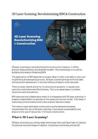 3D Laser Scanning: Revolutionizing BIM & Construction