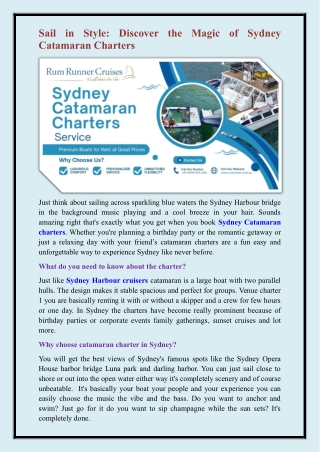 Sydney Catamaran charters