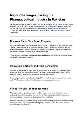Major Challenges Facing the Pharmaceutical Industry