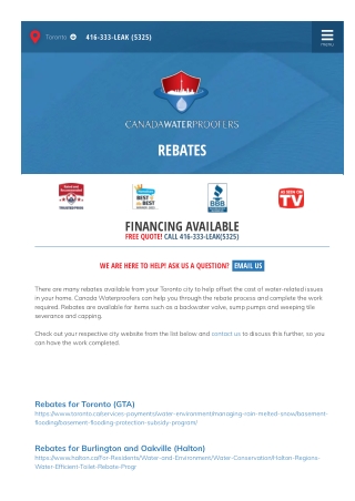 Sump Pump Rebate Toronto