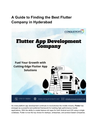 A Guide to Finding the Best Flutter Company in Hyderabad