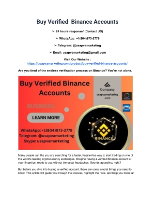 Buy Verified  Binance Accounts