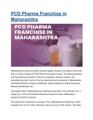 Top PCD Pharma Franchise in Maharashtra