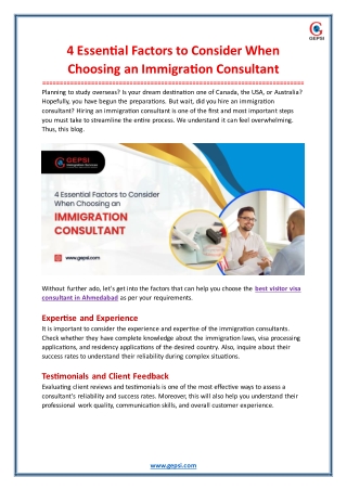 4 Essential Factors to Consider When Choosing an Immigration Consultant