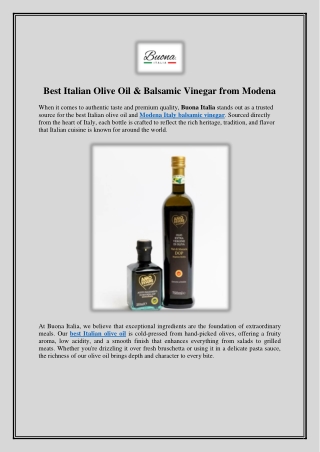 Best Italian Olive Oil & Balsamic Vinegar from Modena