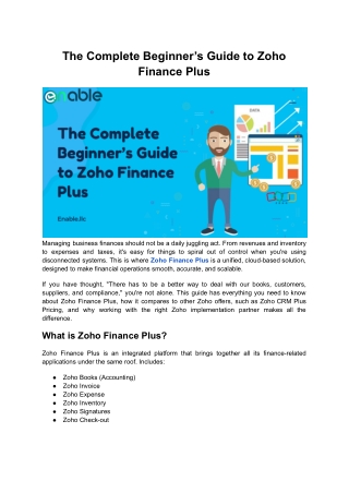 The Complete Beginner’s Guide to Zoho Finance Plus