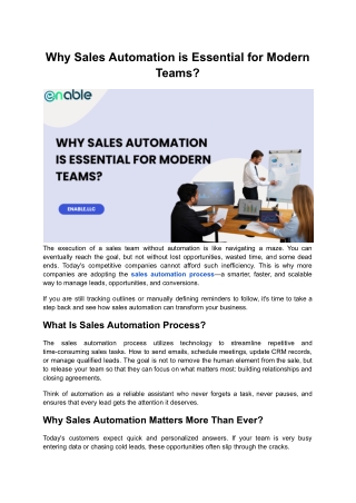 Why Sales Automation is Essential for Modern Teams