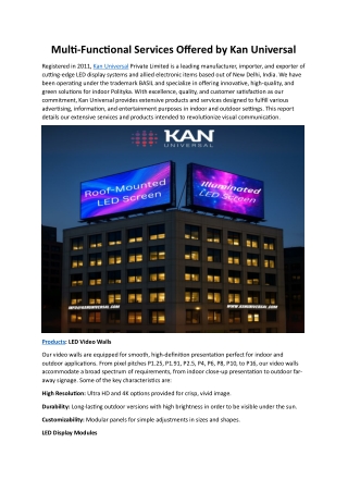 Multi-Functional Services Offered by Kan Universal