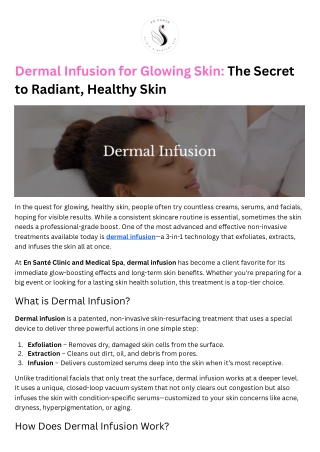 Dermal Infusion for Glowing Skin | The Secret to Radiant, Healthy Skin