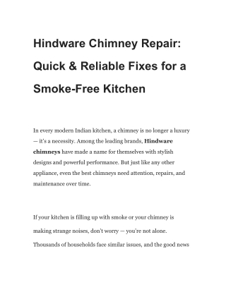 Hindware Chimney Repair_ Quick & Reliable Fixes for a Smoke-Free Kitchen