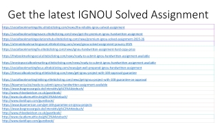 Get the latest IGNOU Solved Assignment