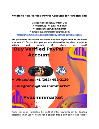 Where to Find Verified PayPal Accounts for Personal and