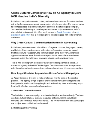 Cross-Cultural Campaigns: How an Ad Agency in Delhi NCR Handles India’s Diversit