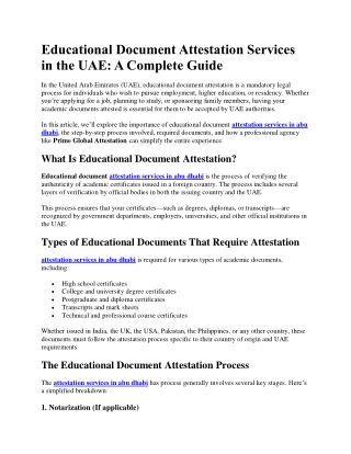Educational Document Attestation Services in the UAE