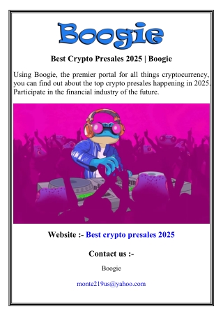 Best Crypto Presales 2025   Boogie