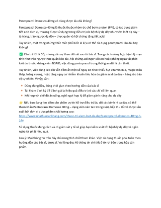 Pantoprazol Domesco 40mg co dung duoc lau dai khong
