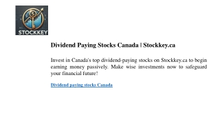 Dividend Paying Stocks Canada Stockkey.ca