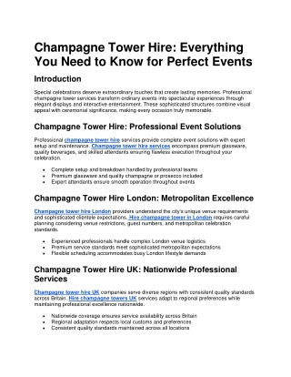 Champagne Tower Hire: Everything You Need to Know for Perfect Events