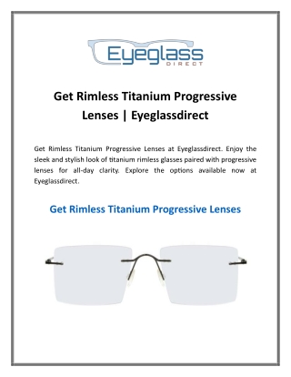 Get Rimless Titanium Progressive Lenses