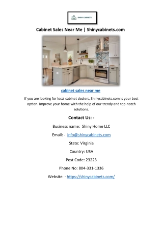 Cabinet Sales Near Me | Shinycabinets.com