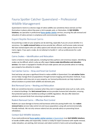 Wildlife Spotter Catcher Cairns