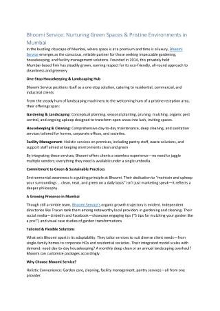 Housekeeping and Gardening Services in Mumbai | Bhoomi Service