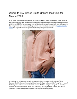 Where to Buy Beach Shirts Online: Top Picks for Men in 2025