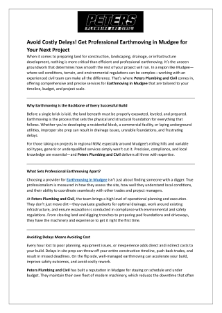 Avoid Costly Delays! Get Professional Earthmoving in Mudgee for Your Next Project