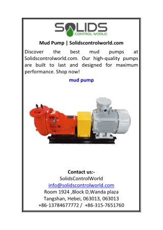 Mud Pump Solidscontrolworld.com