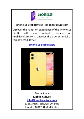 Iphone 11 64gb Review Imobileculture.com