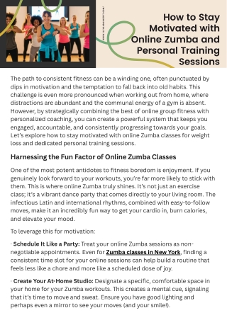 How to Stay Motivated with Online Zumba and Personal Training Sessions