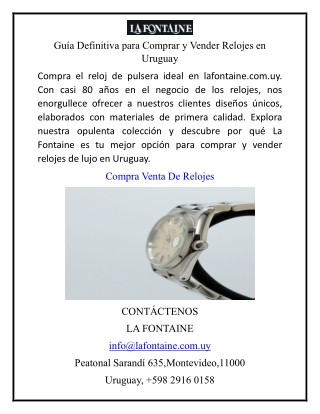 Guía Definitiva para Comprar y Vender Relojes en Uruguay