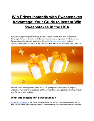 Win Prizes Instantly with Sweepstakes Advantage_ Your Guide to Instant Win Sweepstakes in the USA