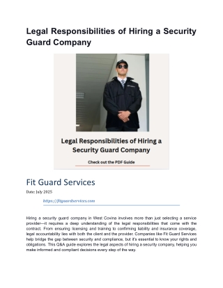 Legal Responsibilities of Hiring a Security Guard Company
