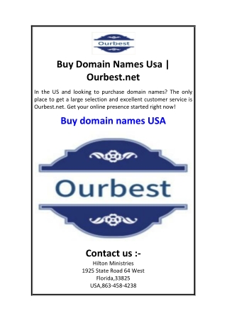 Buy Domain Names Usa  Ourbest.net