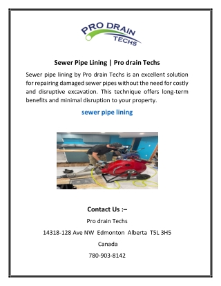 Sewer Pipe Lining  Pro drain Techs