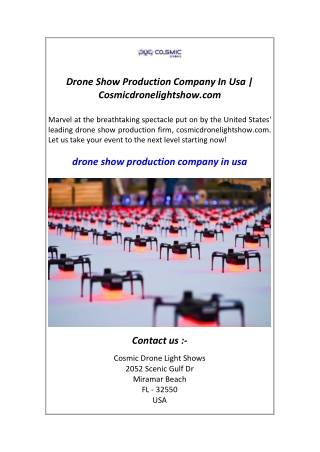Drone Show Production Company In Usa  Cosmicdronelightshow.com