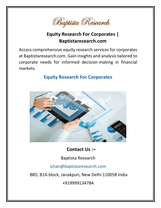 Equity Research For Corporates  Baptistaresearch.com